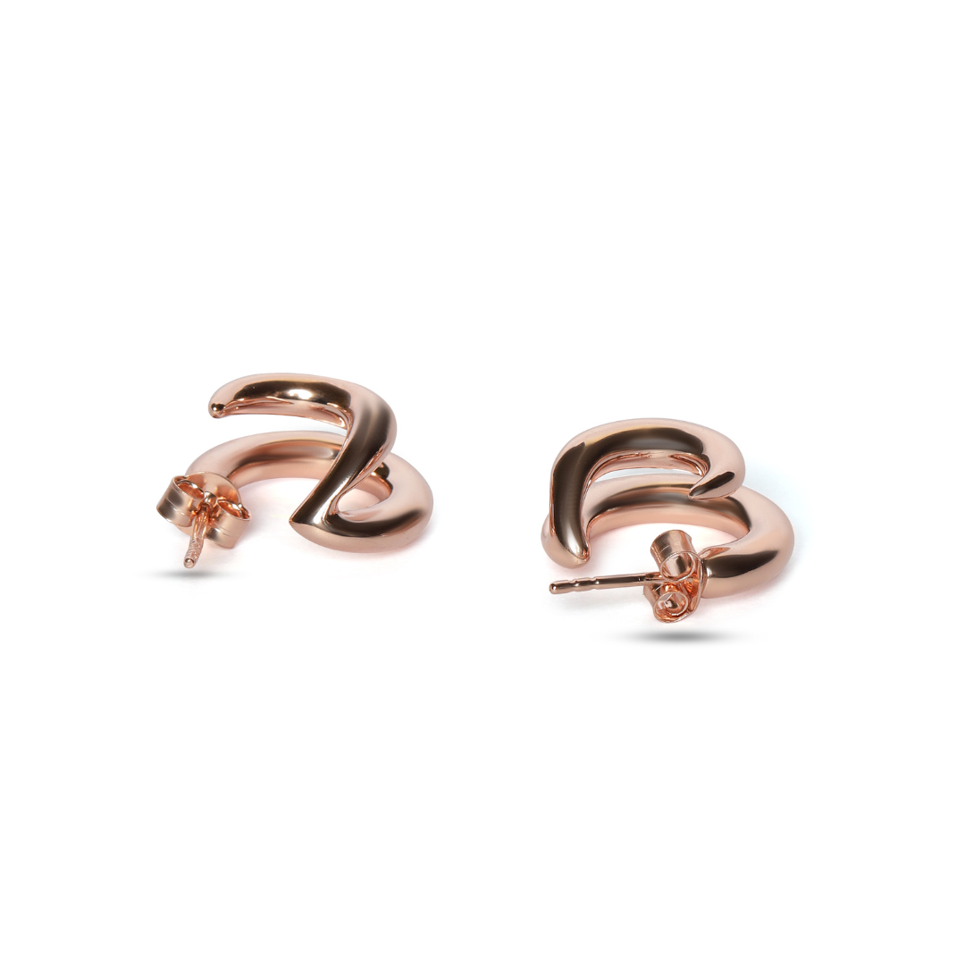 Rose gold twin hoops - Image 5