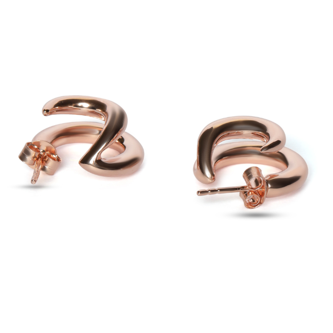 Rose gold twin hoops - Image 3