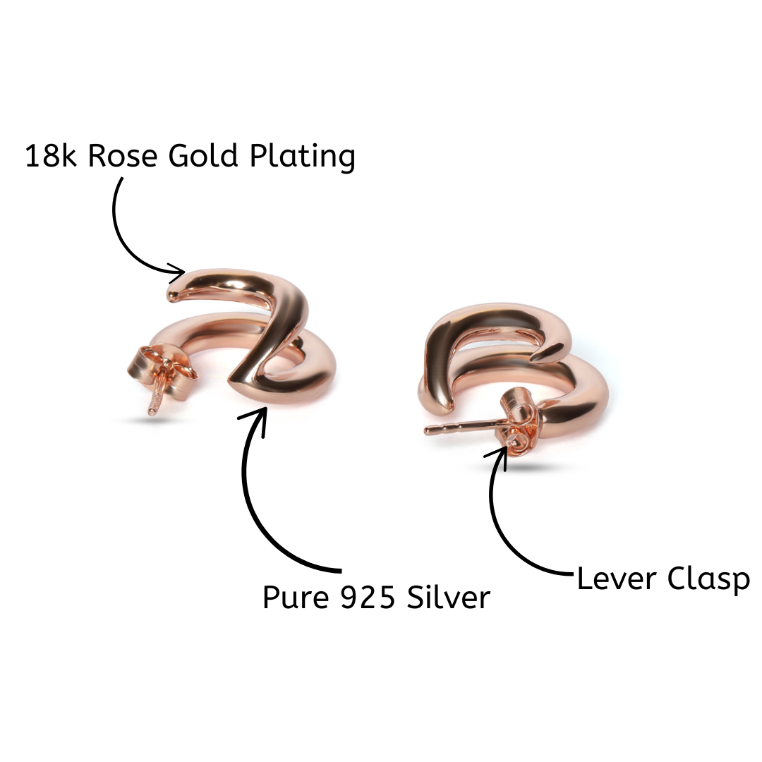 Rose gold twin hoops - Image 4