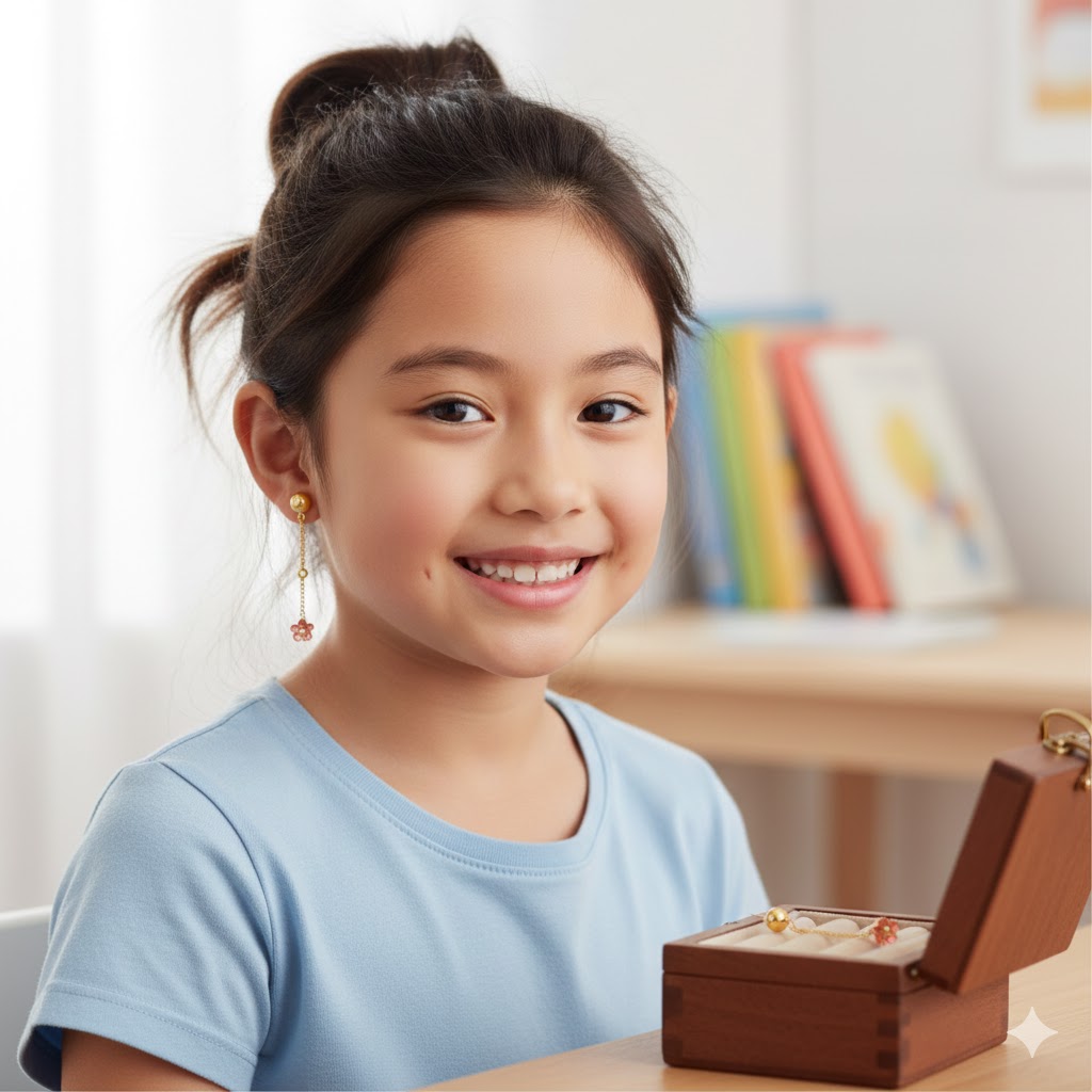 Hanging Flower kids Earrings - Image 5